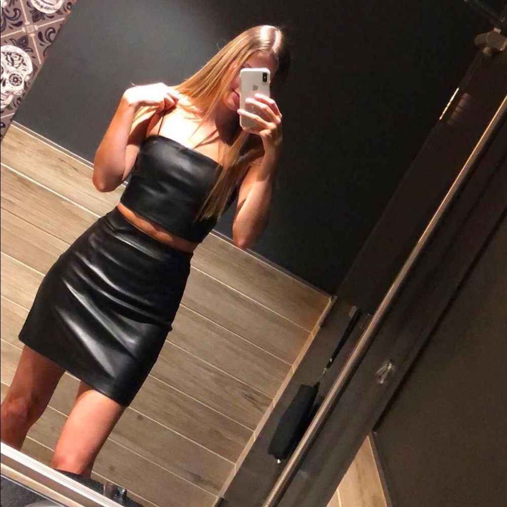 Dynamite Leather Skirt and Top